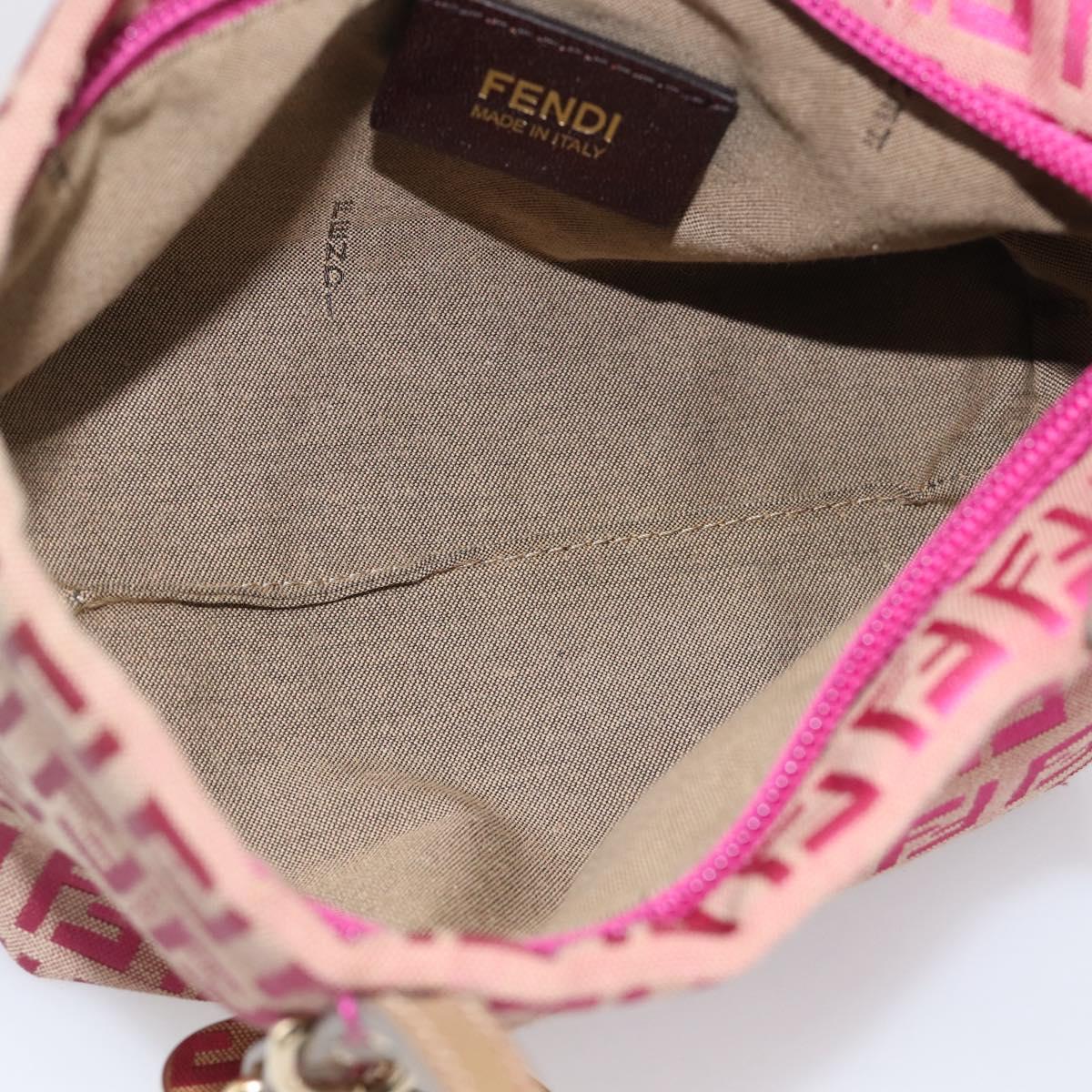FENDI Zucchino Canvas Hand Bag Pink Gold Auth 211281V