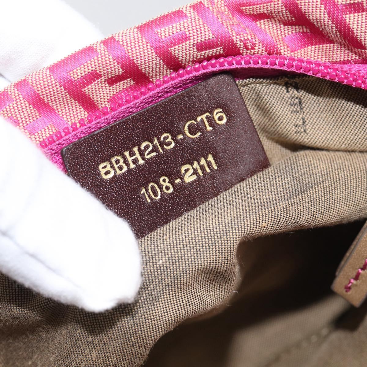 FENDI Zucchino Canvas Hand Bag Pink Gold Auth 211281V