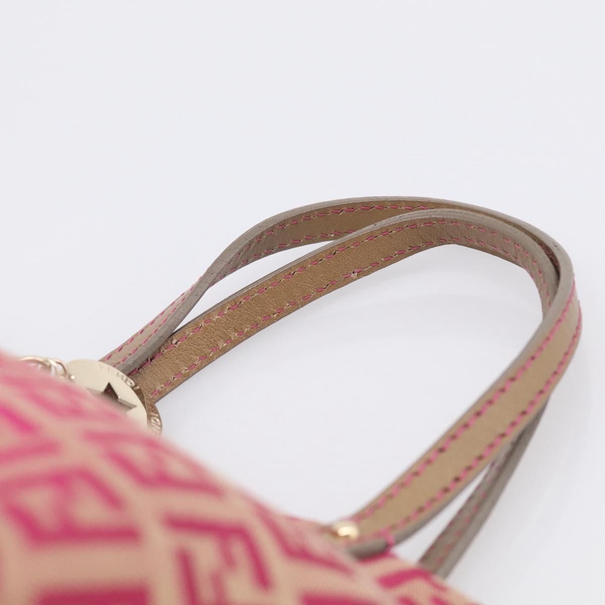 FENDI Zucchino Canvas Hand Bag Pink Gold Auth 211281V