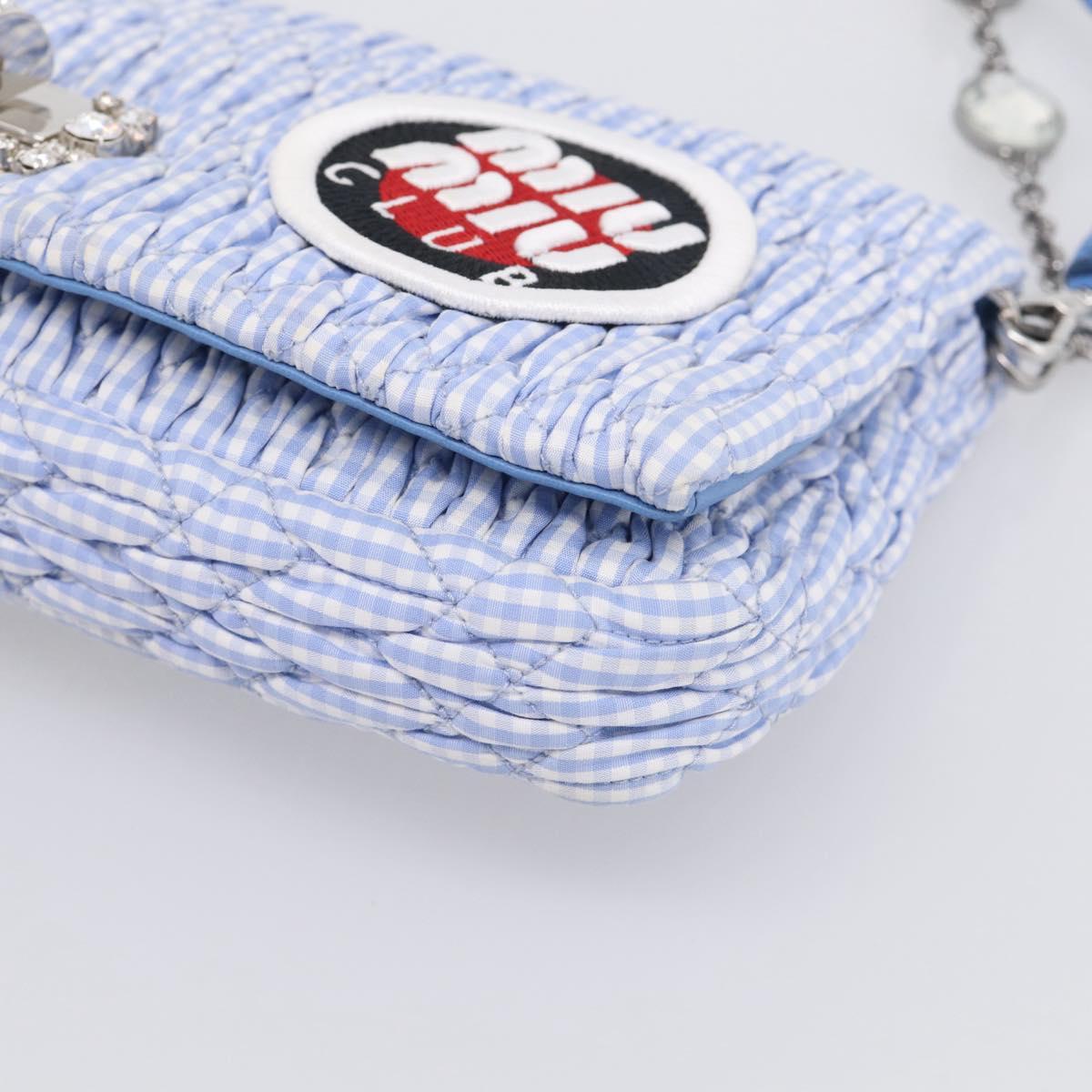 Miu Miu Matelasse Hand Bag Cotton 2way Blue Silver Auth 211290M