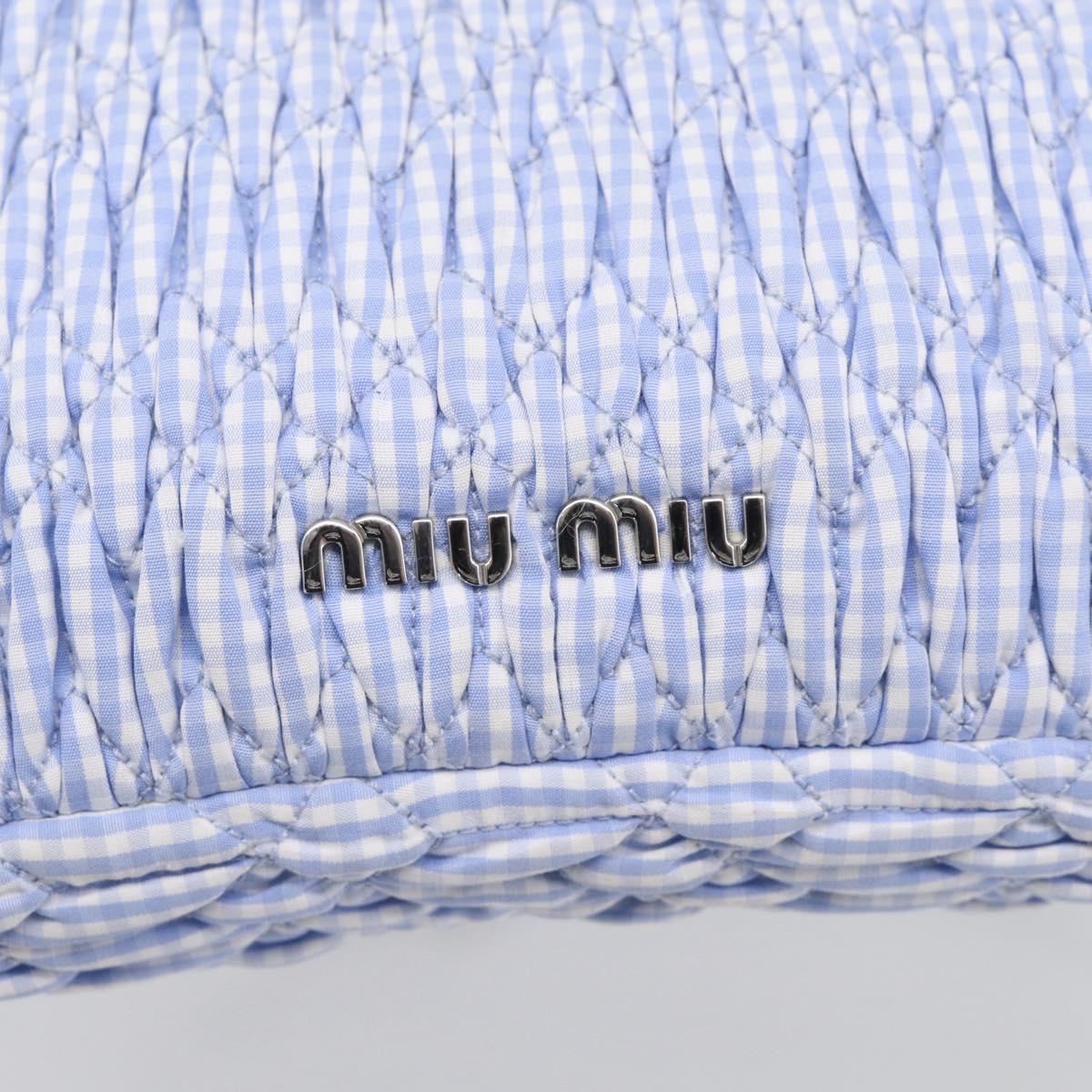 Miu Miu Matelasse Hand Bag Cotton 2way Blue Silver Auth 211290M