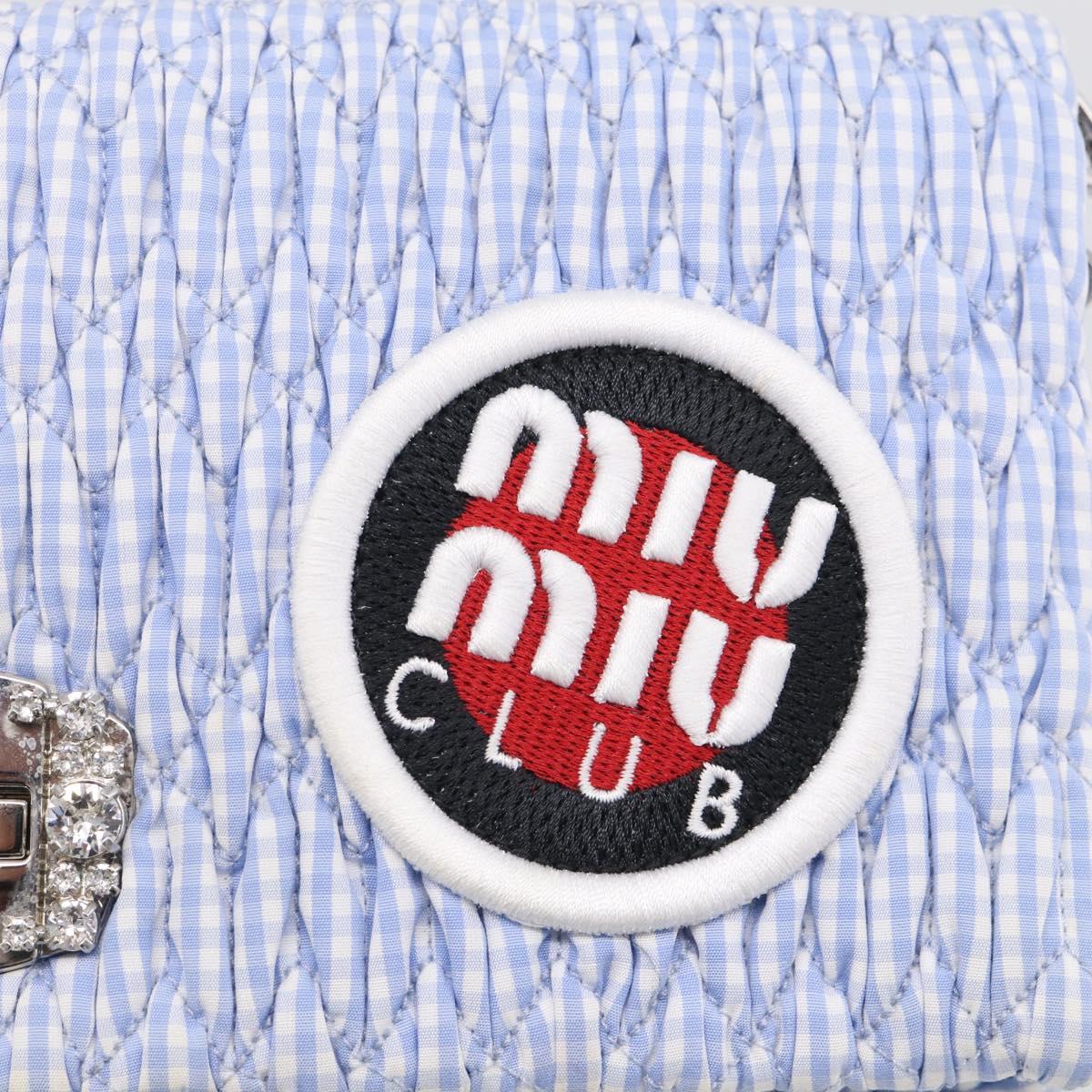 Miu Miu Matelasse Hand Bag Cotton 2way Blue Silver Auth 211290M