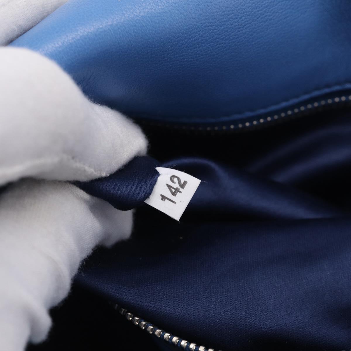 Miu Miu Matelasse Hand Bag Cotton 2way Blue Silver Auth 211290M