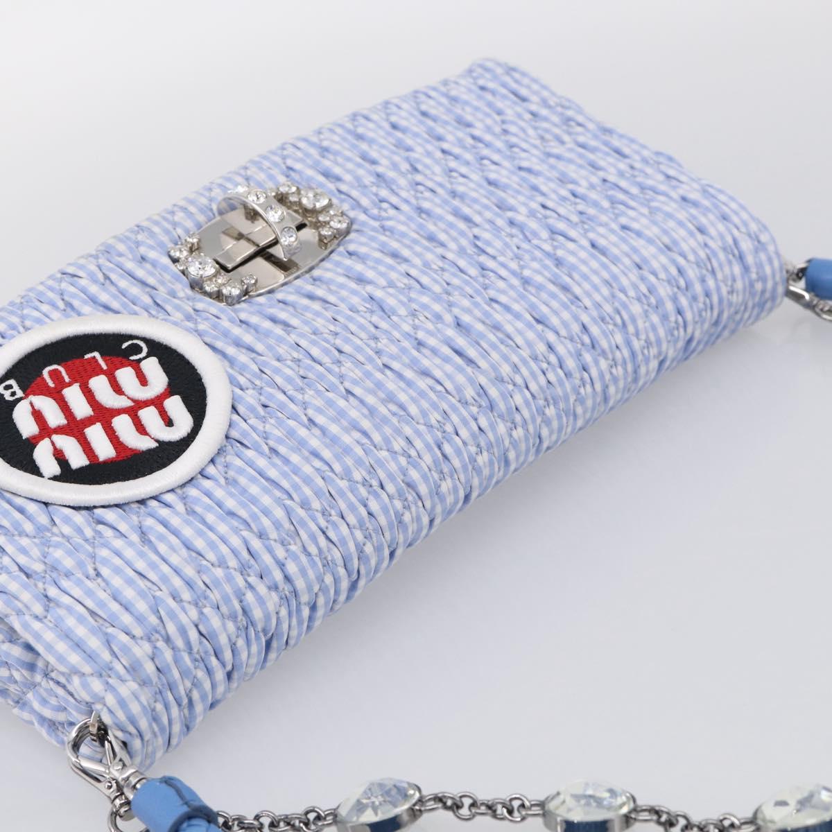 Miu Miu Matelasse Hand Bag Cotton 2way Blue Silver Auth 211290M