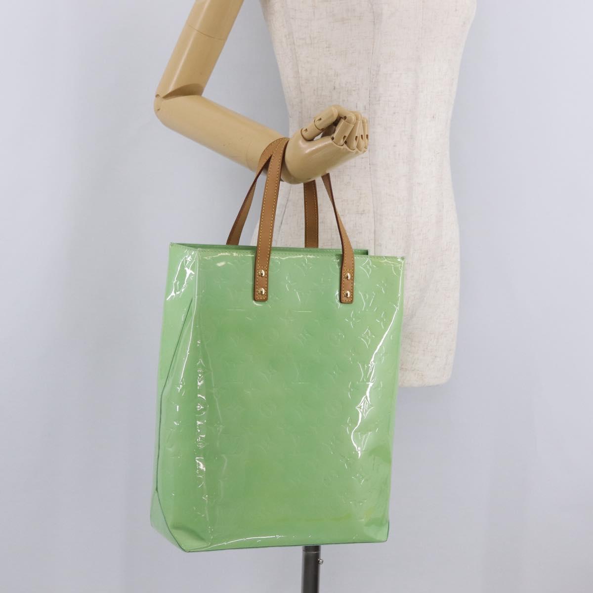 LOUIS VUITTON Monogram Vernis Reade MM Hand Bag Peppermint M91305 Auth 211291A