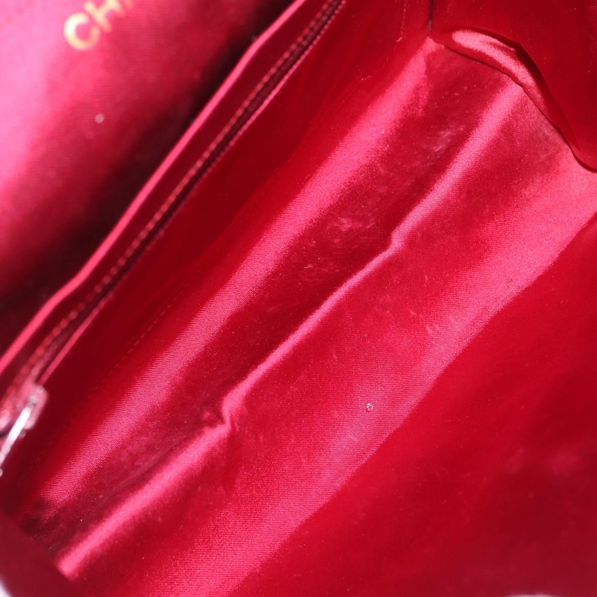 CHANEL Matelasse Hand Bag Satin Red Gold CC Auth 211302A
