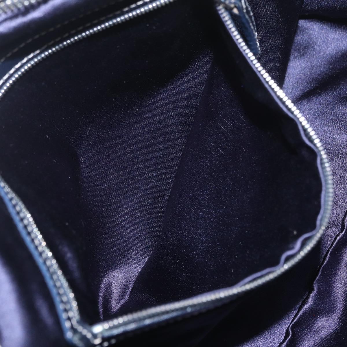 FENDI Zucchino Canvas Shoulder Bag Navy Silver Auth 211304V