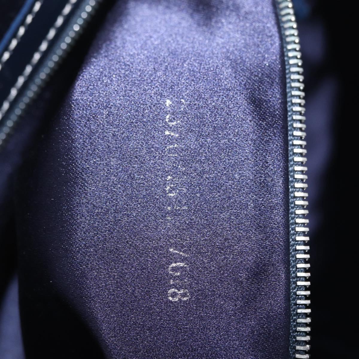 FENDI Zucchino Canvas Shoulder Bag Navy Silver Auth 211304V