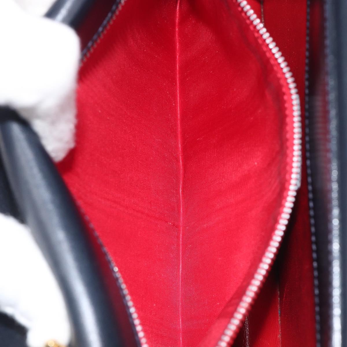 CELINE Medallion Hand Bag Leather White Gold Auth 211306V