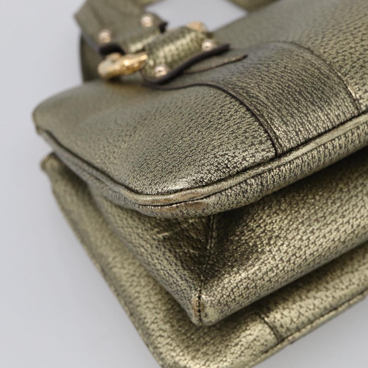 GUCCI Metal Bamboo Hand Bag Metallic leather Gold 131324 Auth 211315V