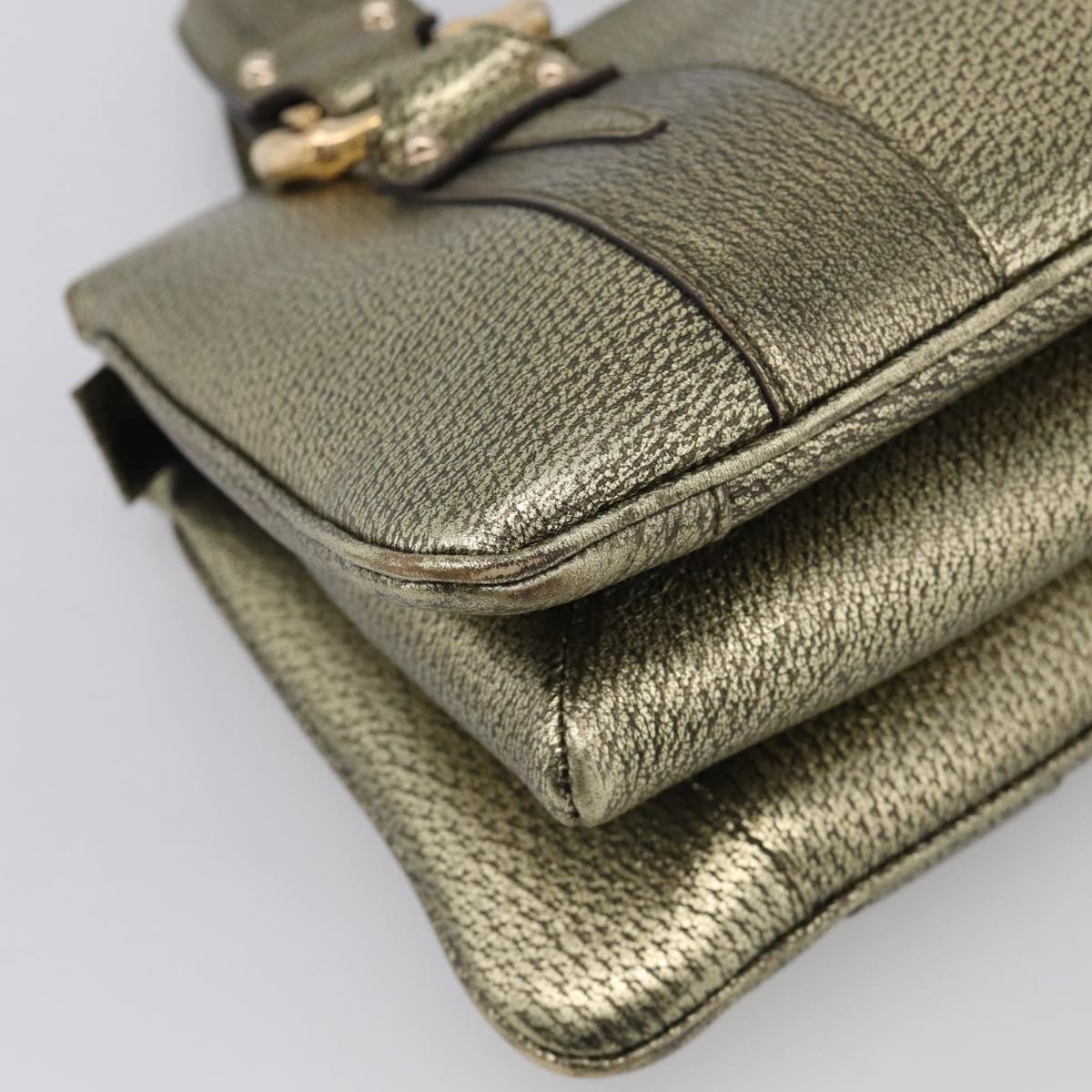 GUCCI Metal Bamboo Hand Bag Metallic leather Gold 131324 Auth 211315V