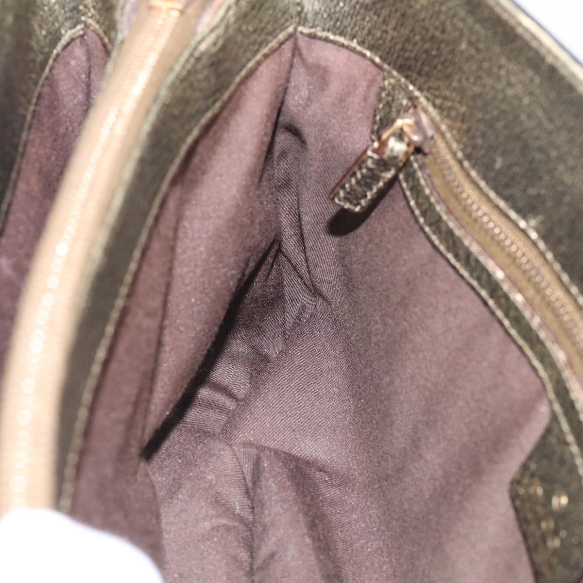 GUCCI Metal Bamboo Hand Bag Metallic leather Gold 131324 Auth 211315V
