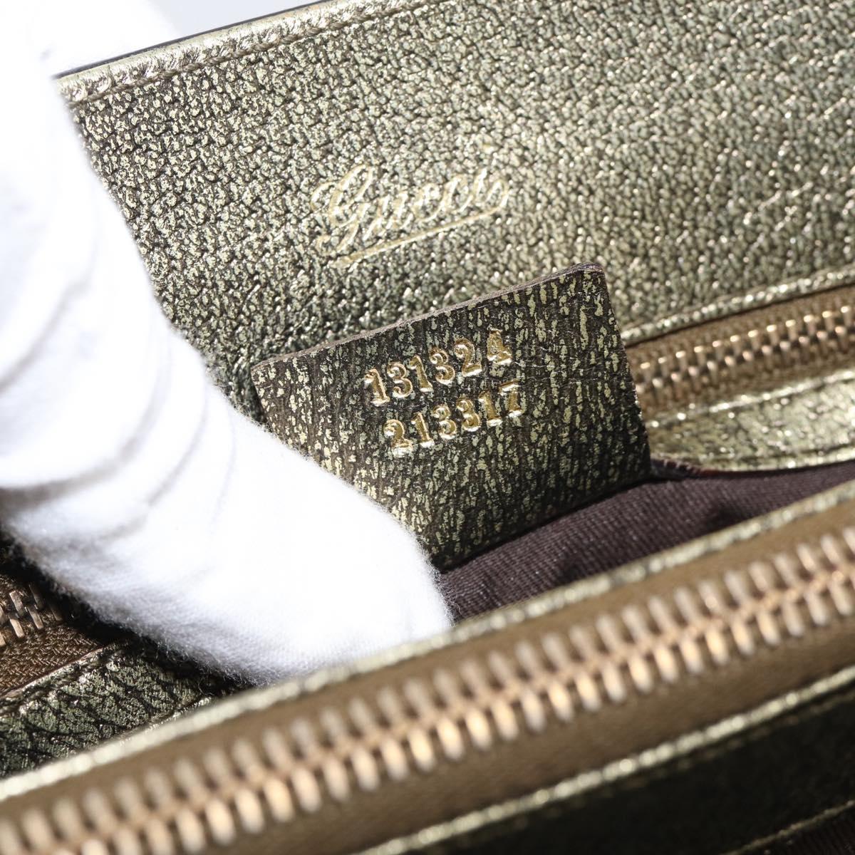 GUCCI Metal Bamboo Hand Bag Metallic leather Gold 131324 Auth 211315V