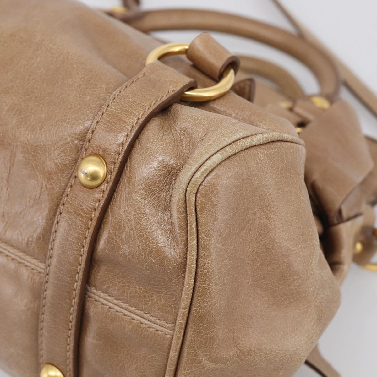 Miu Miu Matelasse Hand Bag Vitellolux 2way Brown Gold Auth 211319V