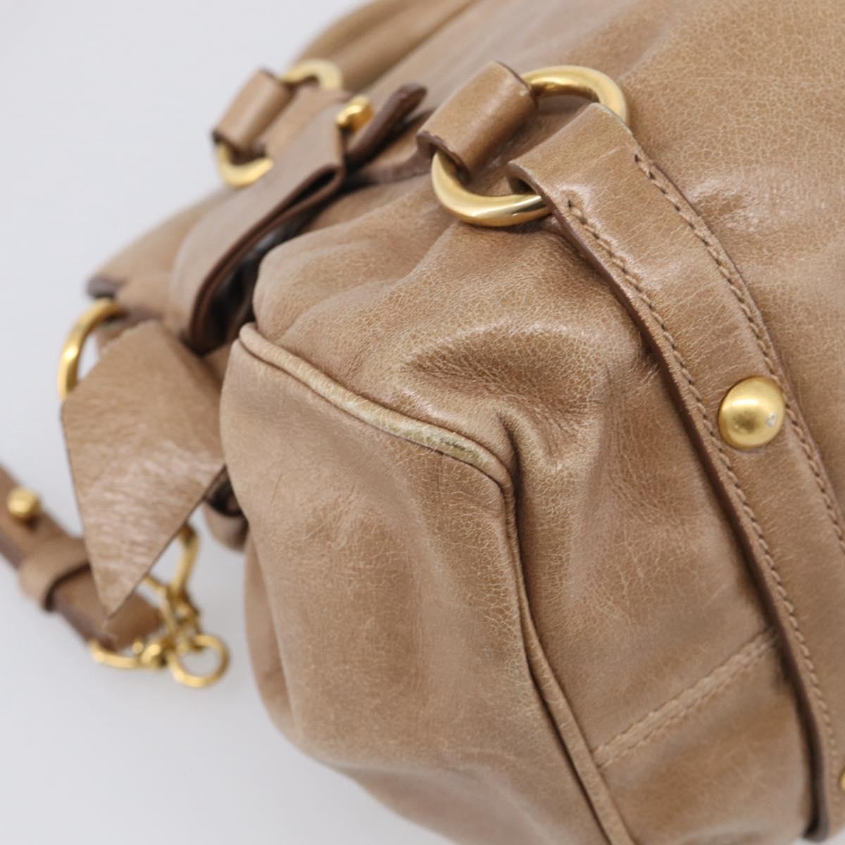 Miu Miu Matelasse Hand Bag Vitellolux 2way Brown Gold Auth 211319V