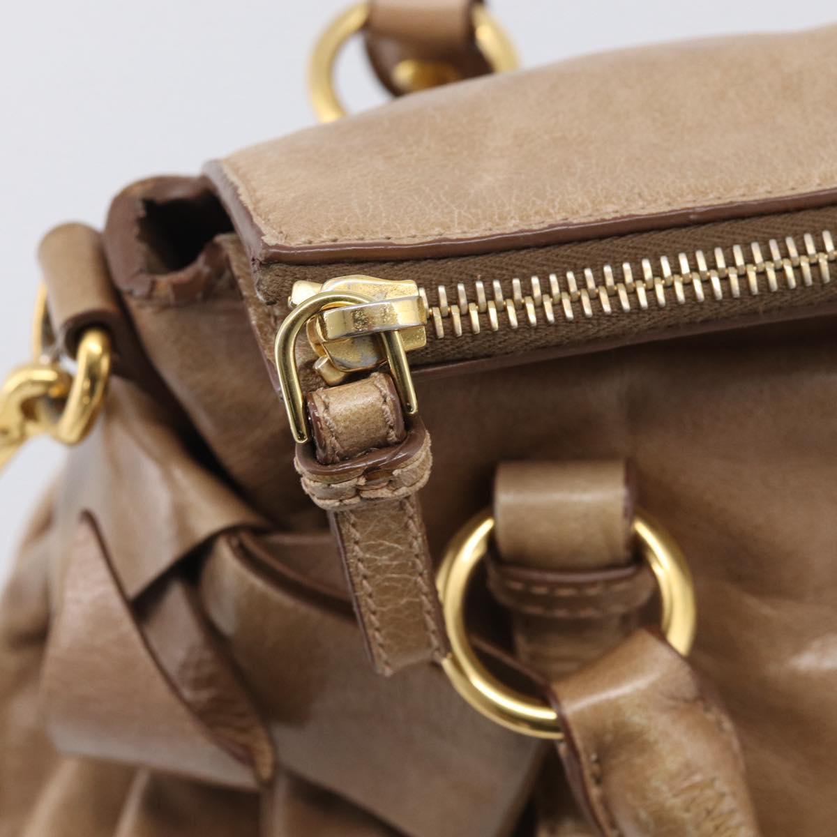 Miu Miu Matelasse Hand Bag Vitellolux 2way Brown Gold Auth 211319V