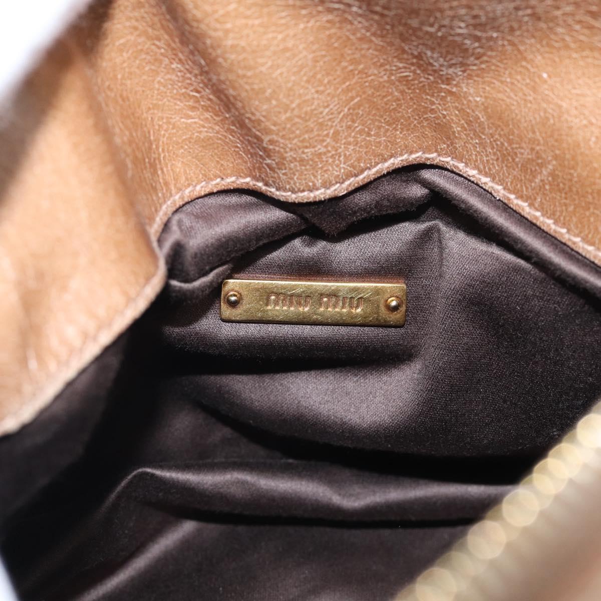 Miu Miu Matelasse Hand Bag Vitellolux 2way Brown Gold Auth 211319V
