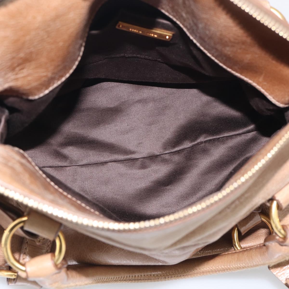 Miu Miu Matelasse Hand Bag Vitellolux 2way Brown Gold Auth 211319V