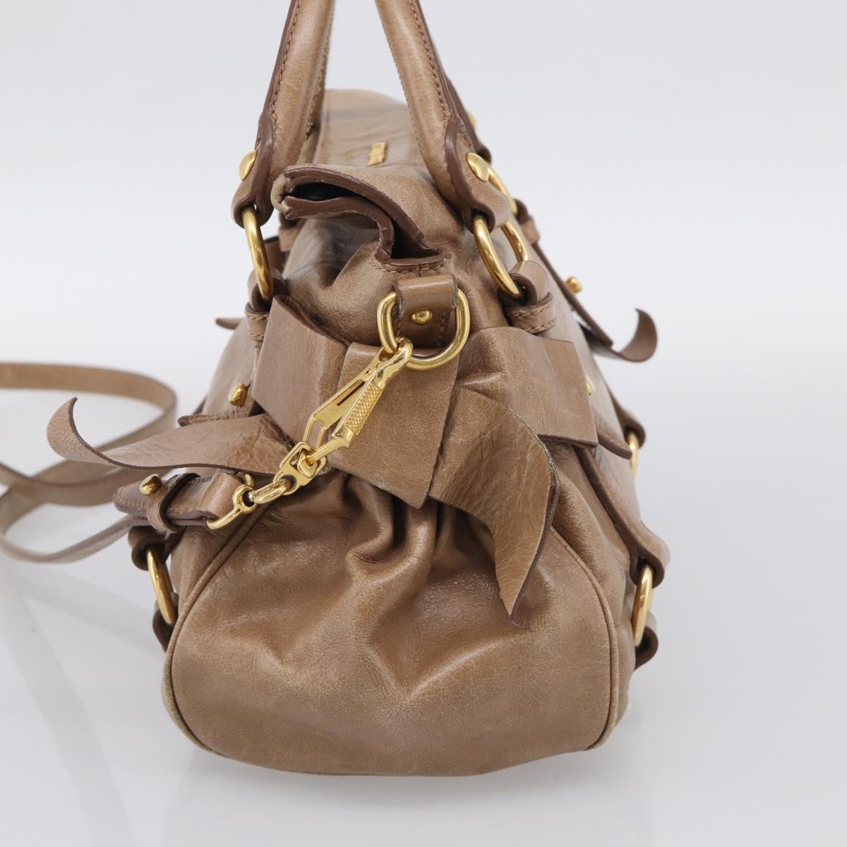 Miu Miu Matelasse Hand Bag Vitellolux 2way Brown Gold Auth 211319V