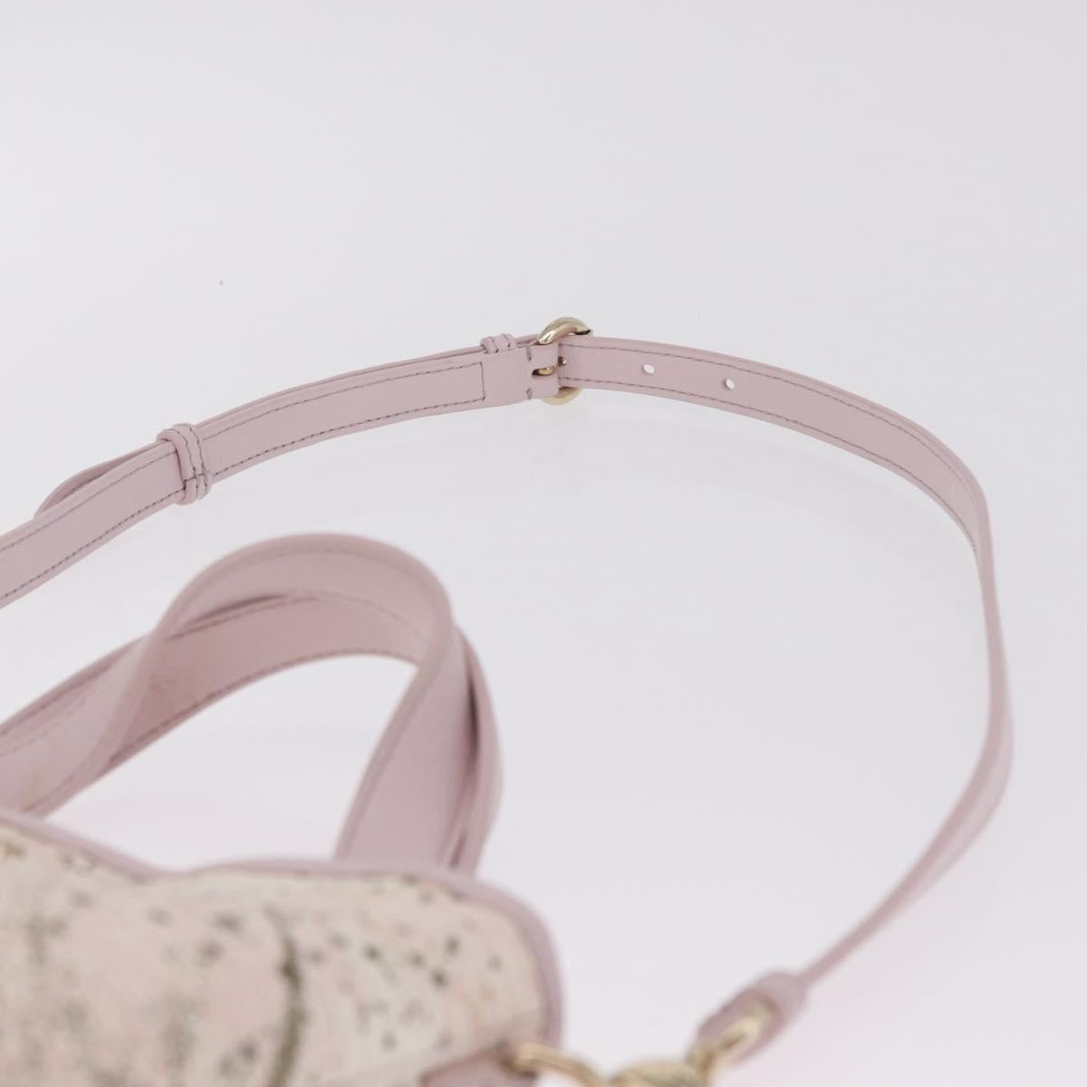 Christian Dior Hand Bag Canvas 2way Pink Gold Auth 211321V