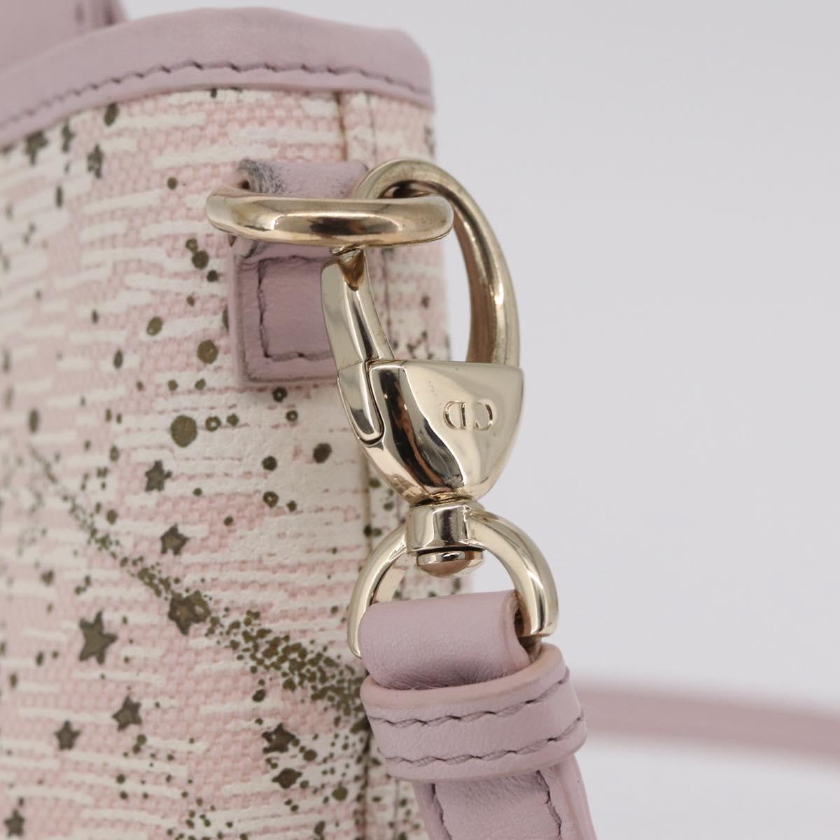 Christian Dior Hand Bag Canvas 2way Pink Gold Auth 211321V