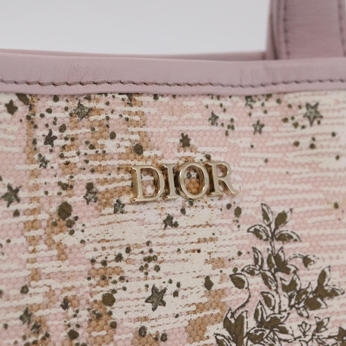 Christian Dior Hand Bag Canvas 2way Pink Gold Auth 211321V