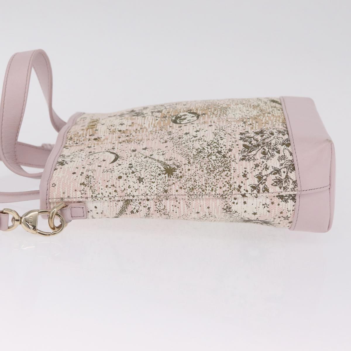 Christian Dior Hand Bag Canvas 2way Pink Gold Auth 211321V
