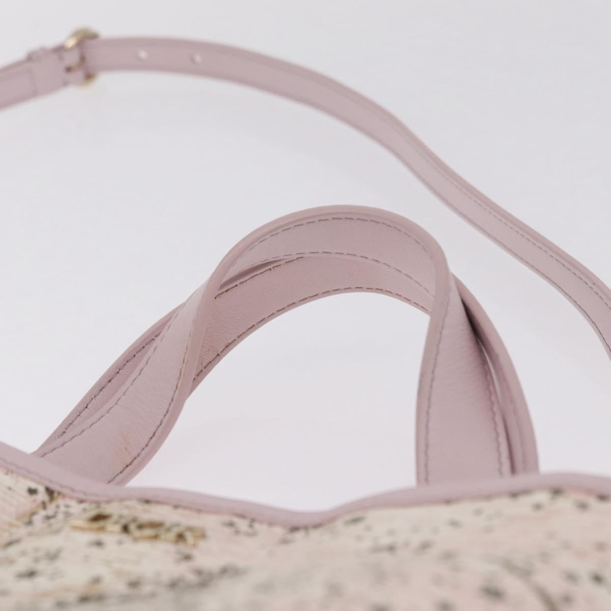 Christian Dior Hand Bag Canvas 2way Pink Gold Auth 211321V