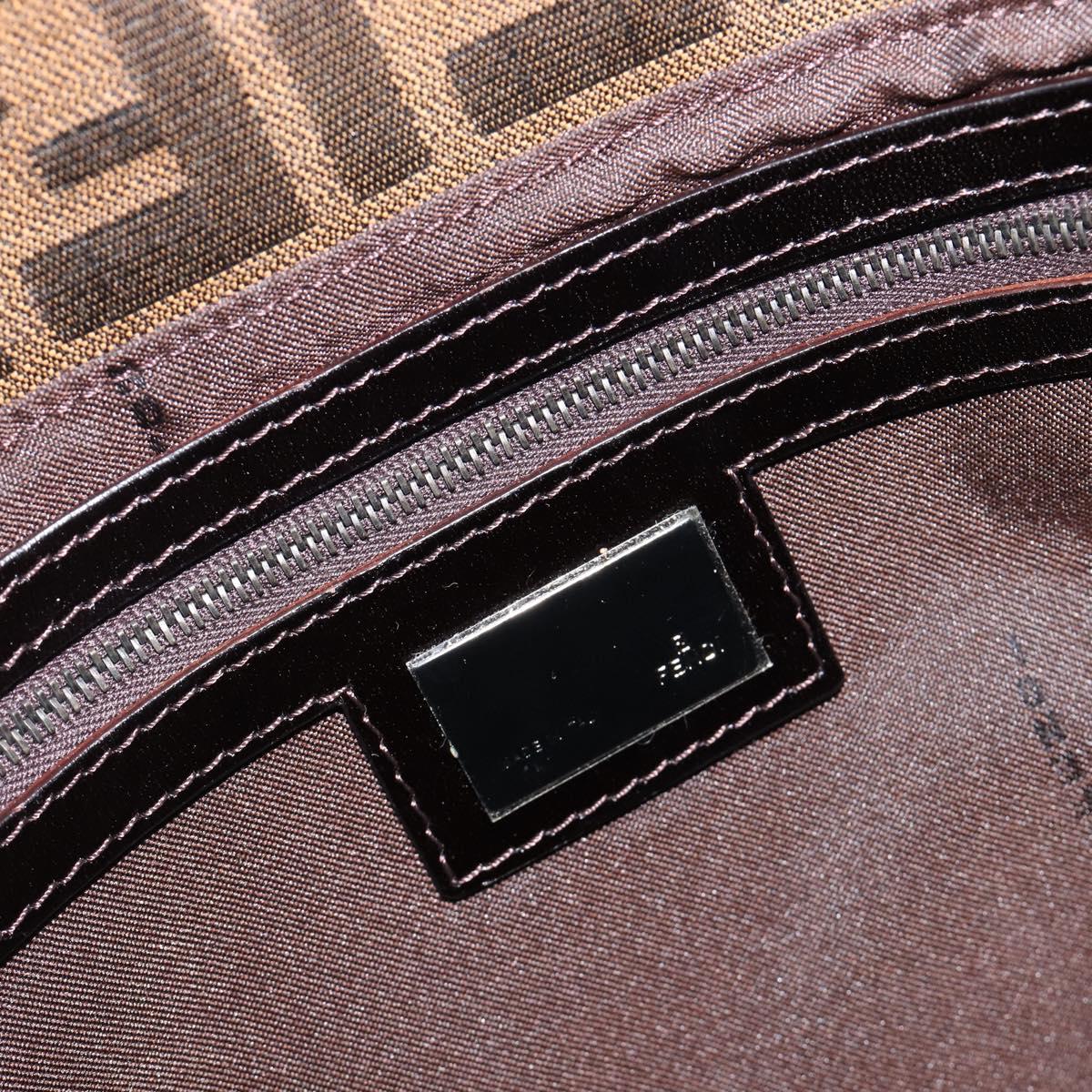 FENDI Zucca Canvas Mamma Baguette Hand Bag Brown Silver 8BR088 Auth 211322V