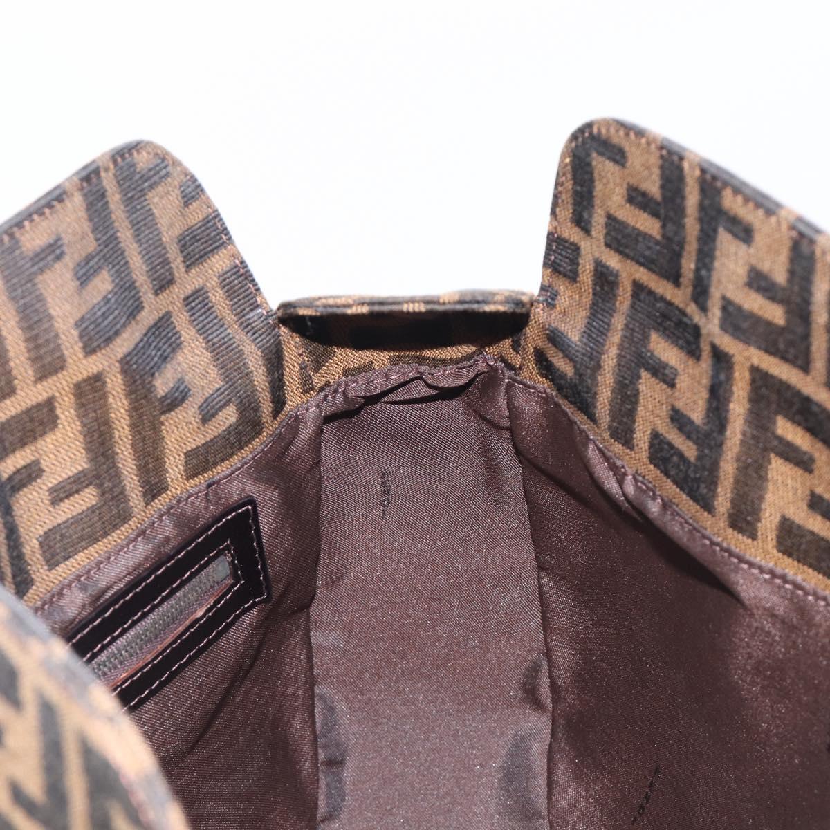 FENDI Zucca Canvas Mamma Baguette Hand Bag Brown Silver 8BR088 Auth 211322V