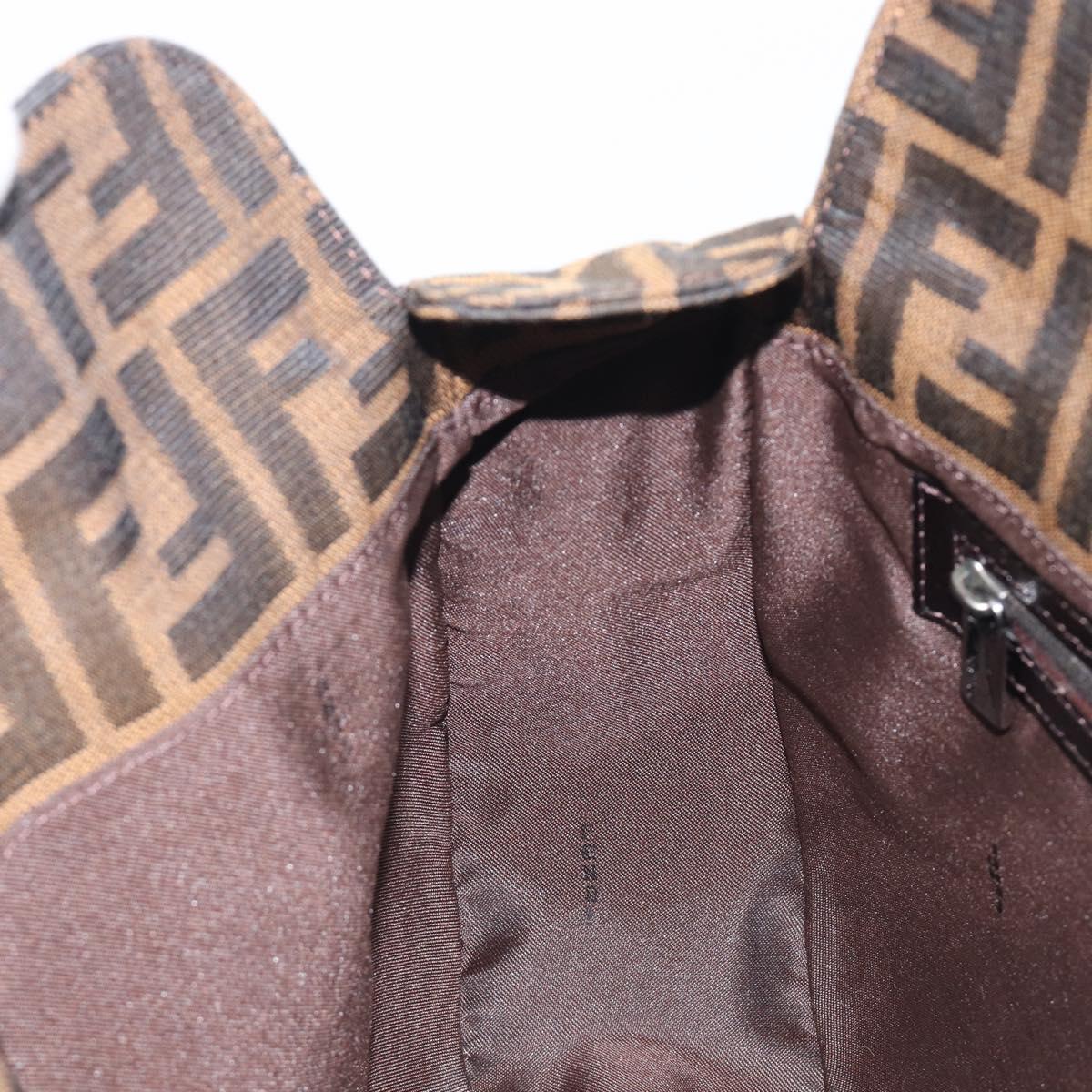 FENDI Zucca Canvas Mamma Baguette Hand Bag Brown Silver 8BR088 Auth 211322V
