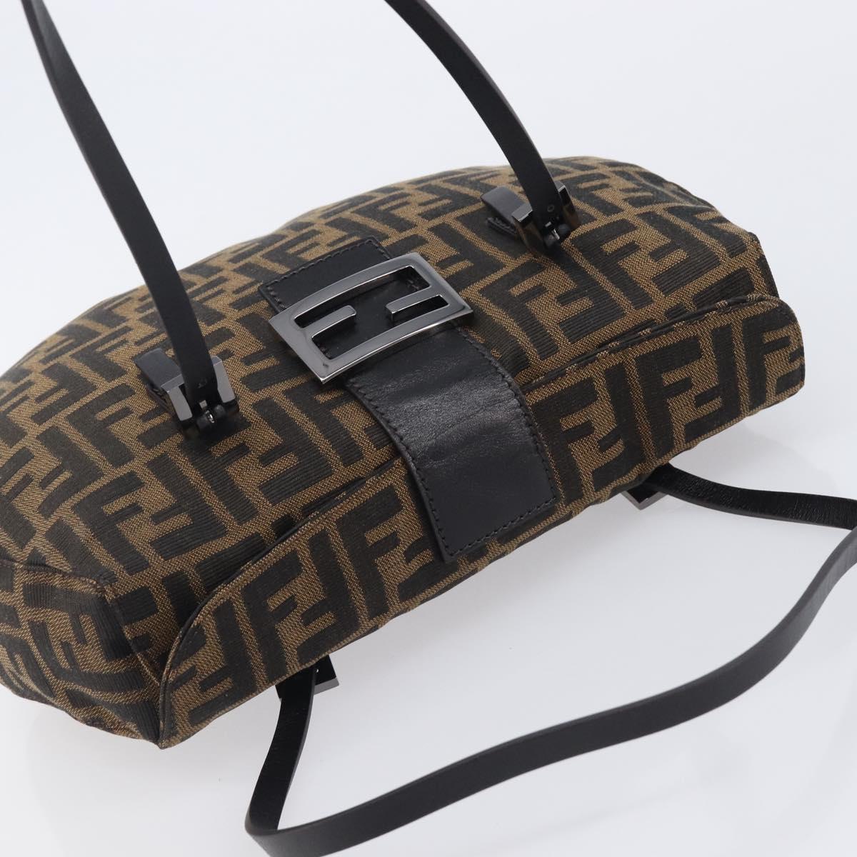 FENDI Zucca Canvas Mamma Baguette Hand Bag Brown Silver 8BR088 Auth 211322V