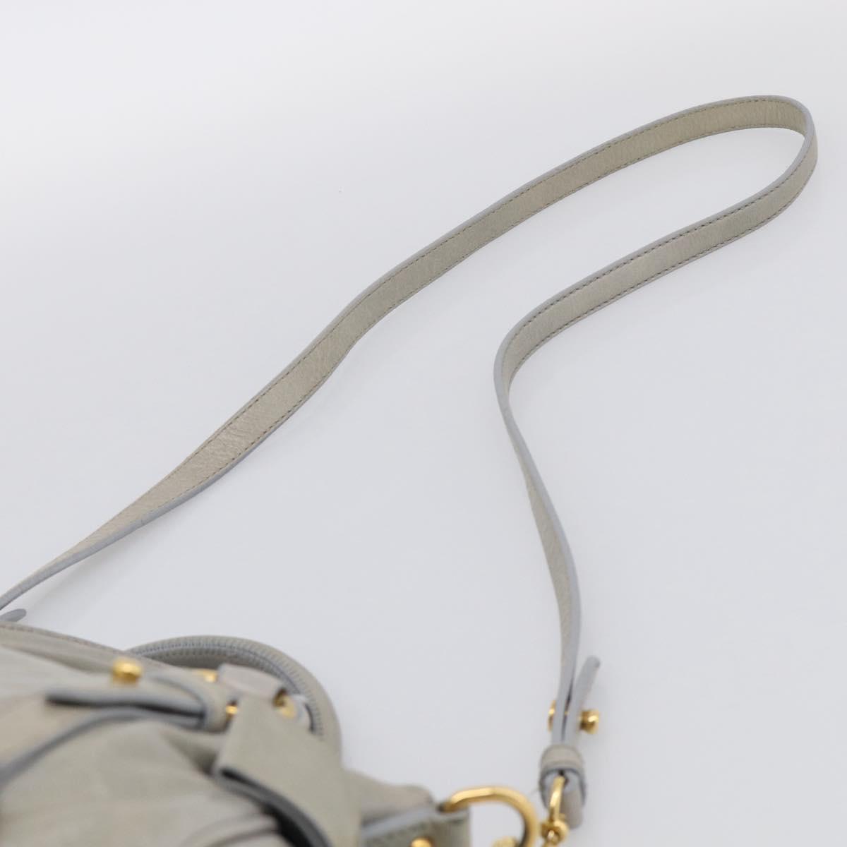 Miu Miu Vitellolux Hand Bag Leather 2way Gray Gold Tone Auth 211327V