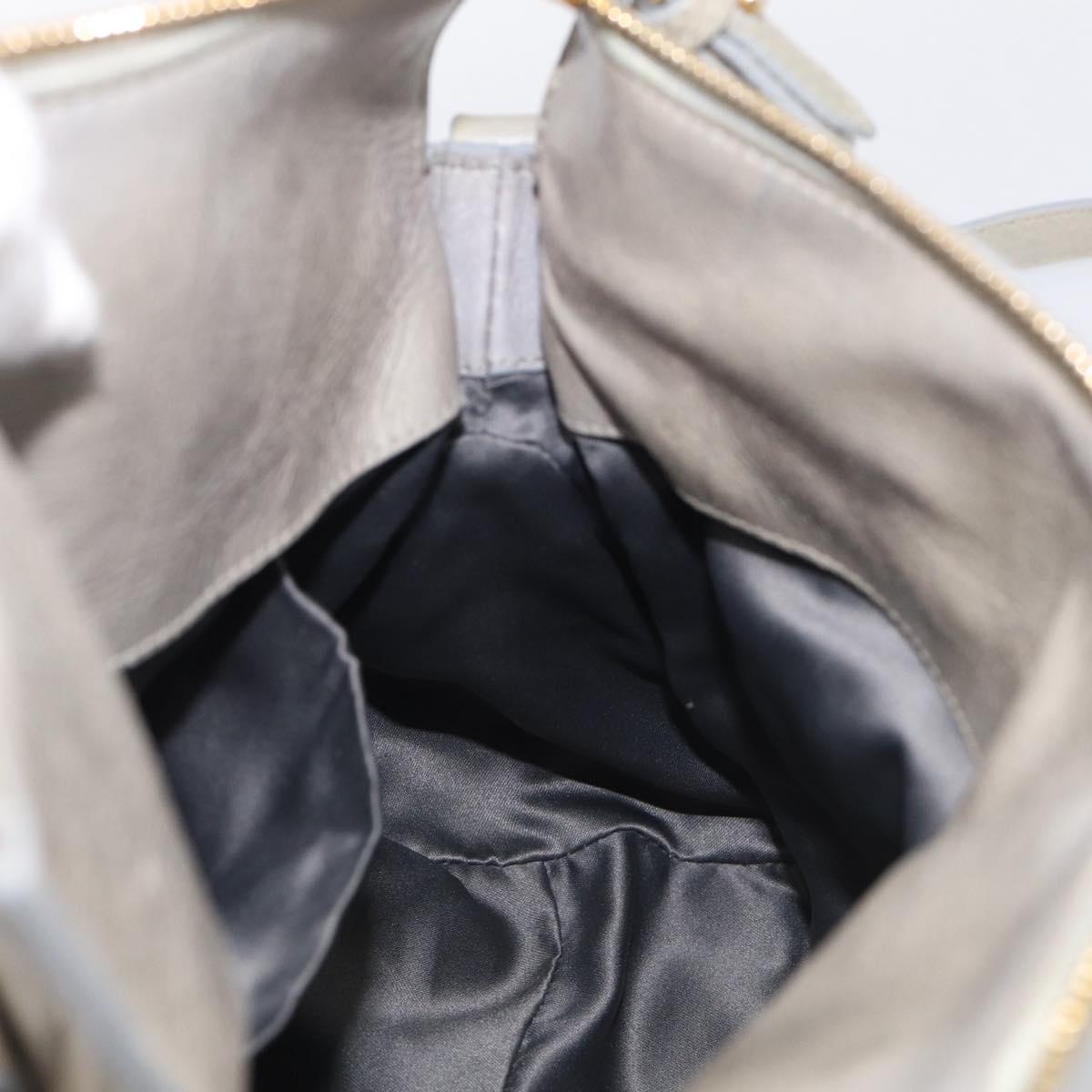 Miu Miu Vitellolux Hand Bag Leather 2way Gray Gold Tone Auth 211327V