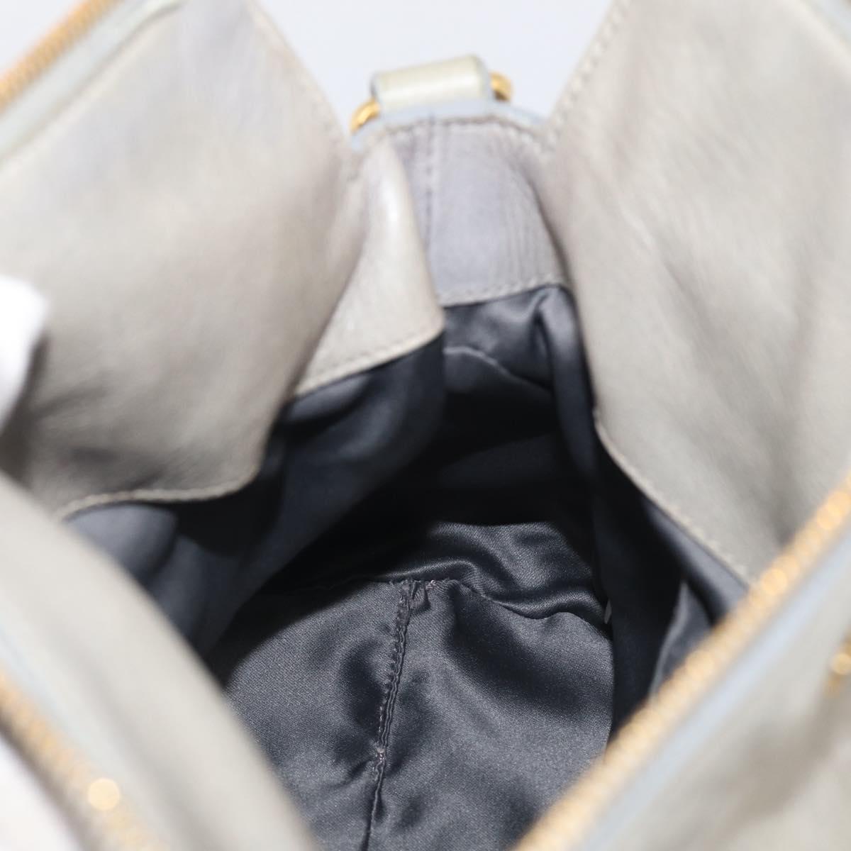 Miu Miu Vitellolux Hand Bag Leather 2way Gray Gold Tone Auth 211327V