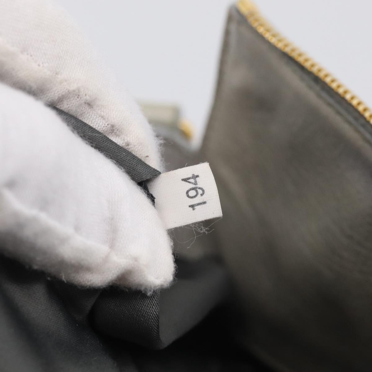 Miu Miu Vitellolux Hand Bag Leather 2way Gray Gold Tone Auth 211327V