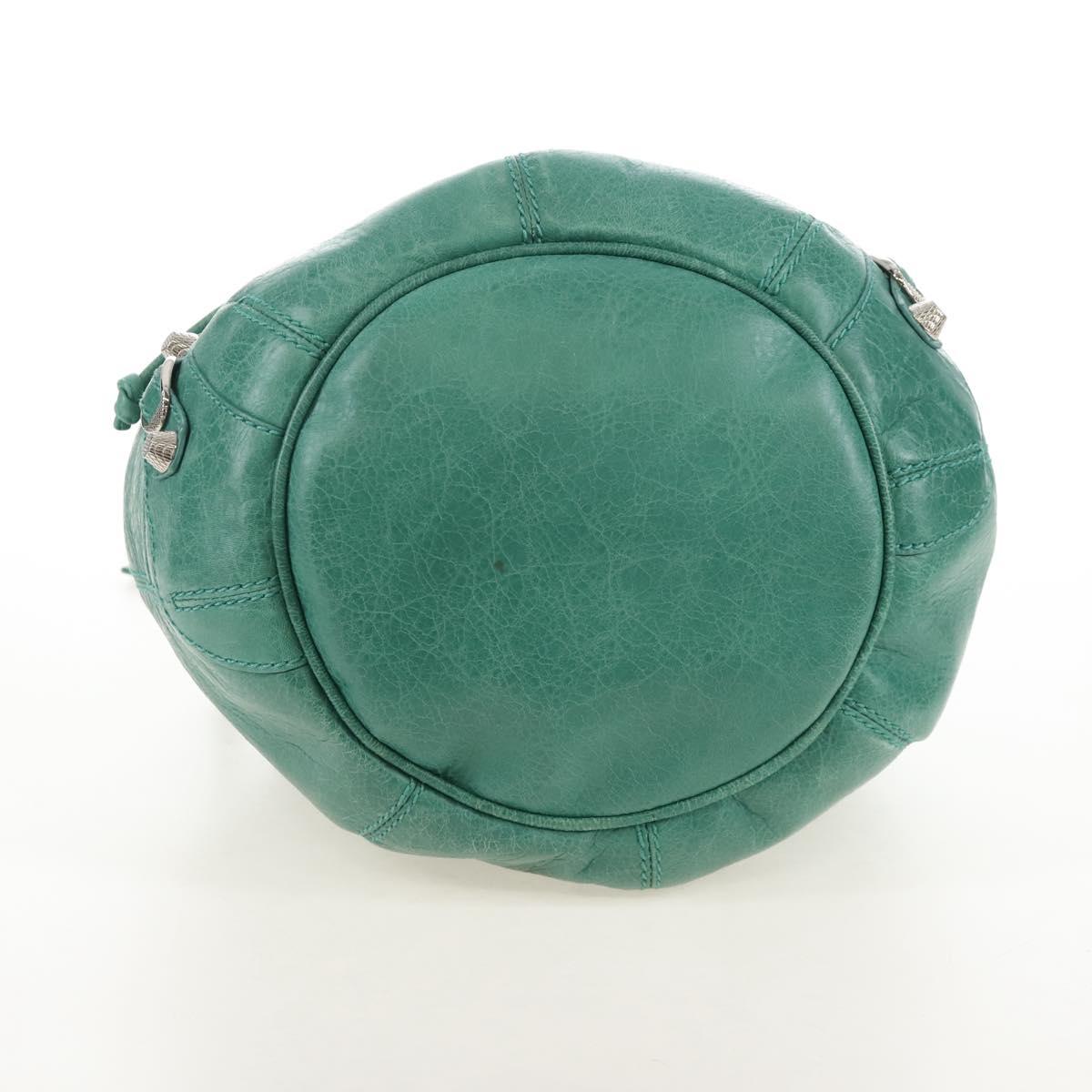 Balenciaga Giant Mini Pom Pom Hand Bag Leather 2way Green 250920 Auth 211331M