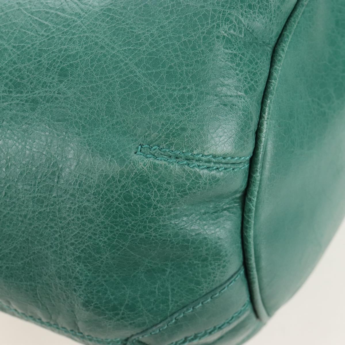 Balenciaga Giant Mini Pom Pom Hand Bag Leather 2way Green 250920 Auth 211331M