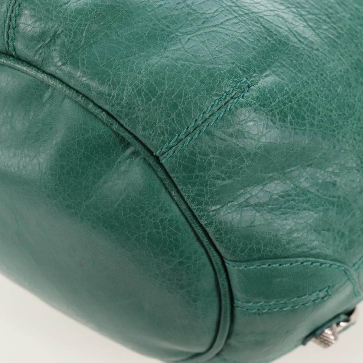 Balenciaga Giant Mini Pom Pom Hand Bag Leather 2way Green 250920 Auth 211331M