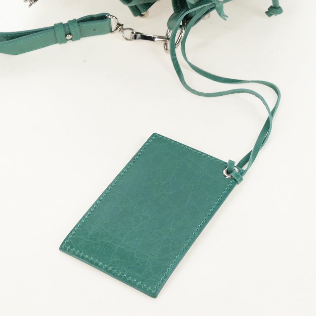 Balenciaga Giant Mini Pom Pom Hand Bag Leather 2way Green 250920 Auth 211331M
