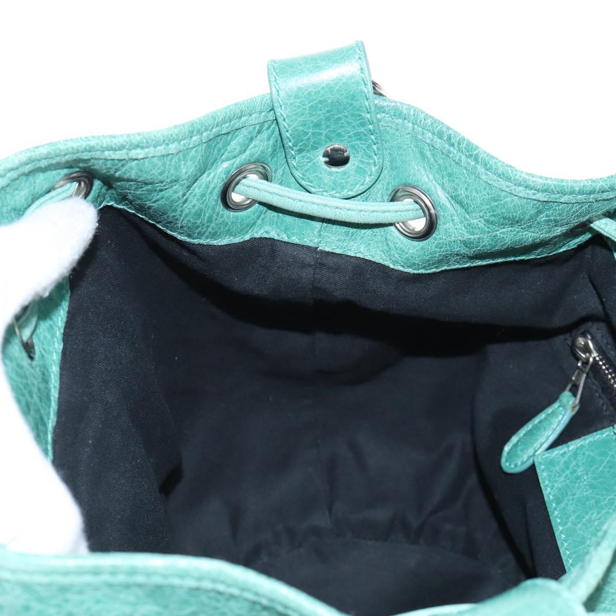 Balenciaga Giant Mini Pom Pom Hand Bag Leather 2way Green 250920 Auth 211331M