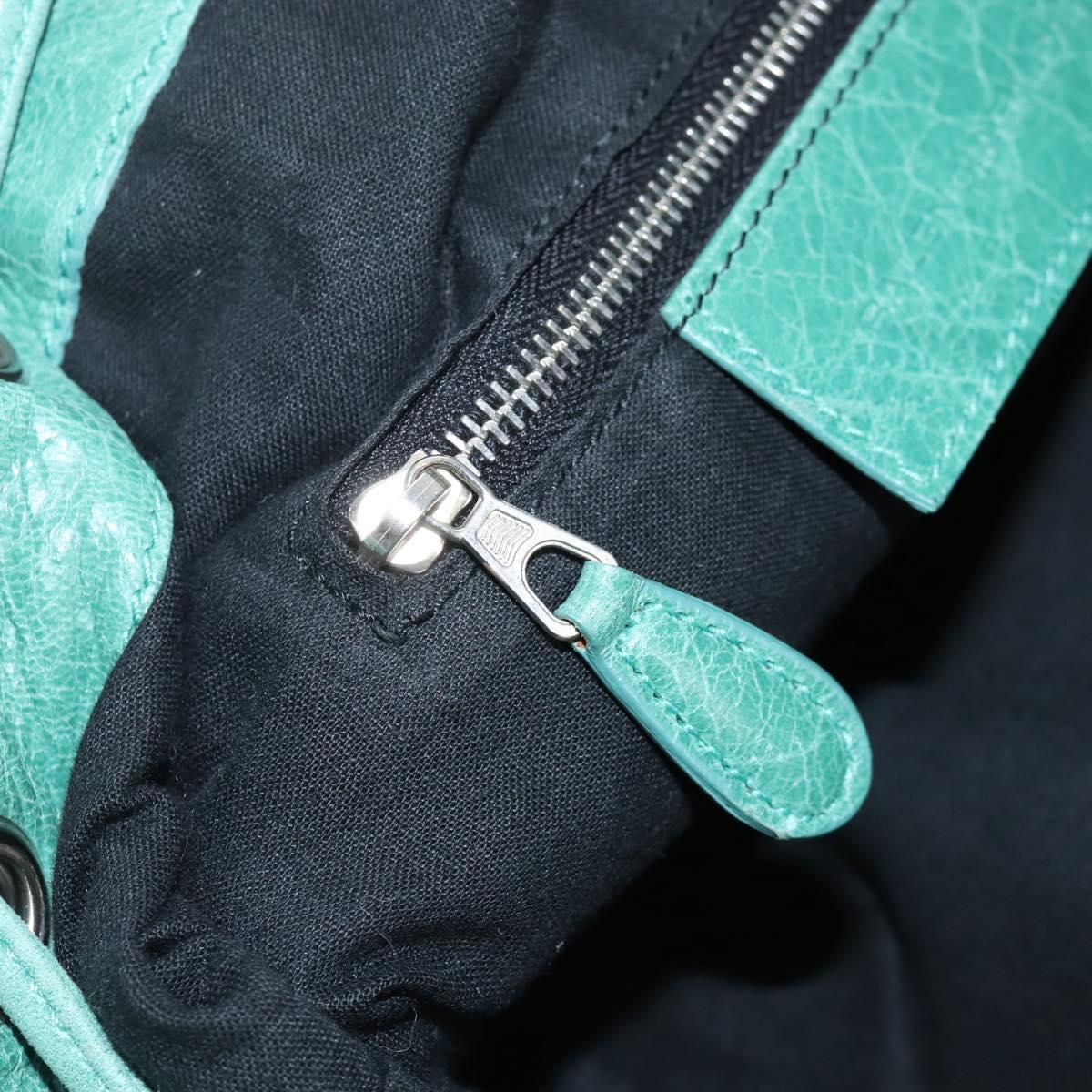 Balenciaga Giant Mini Pom Pom Hand Bag Leather 2way Green 250920 Auth 211331M