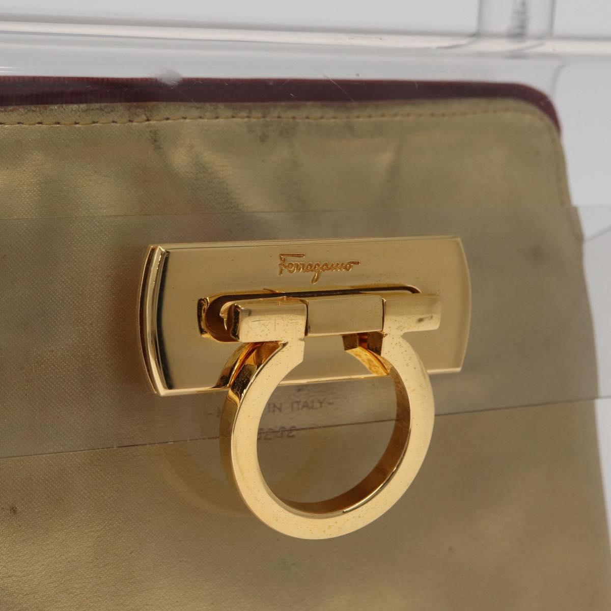 Salvatore Ferragamo Gancini Hand Bag plastic Clear Gold Auth 211333V