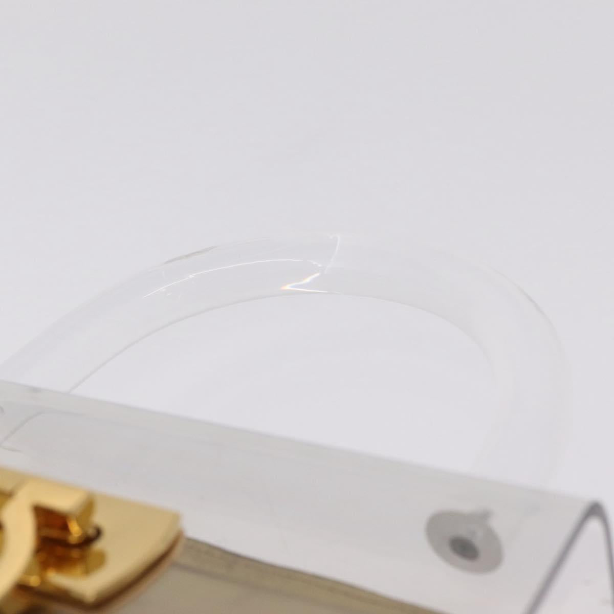 Salvatore Ferragamo Gancini Hand Bag plastic Clear Gold Auth 211333V