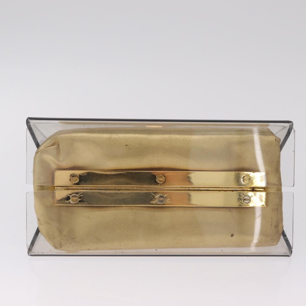 Salvatore Ferragamo Gancini Hand Bag plastic Clear Gold Auth 211333V