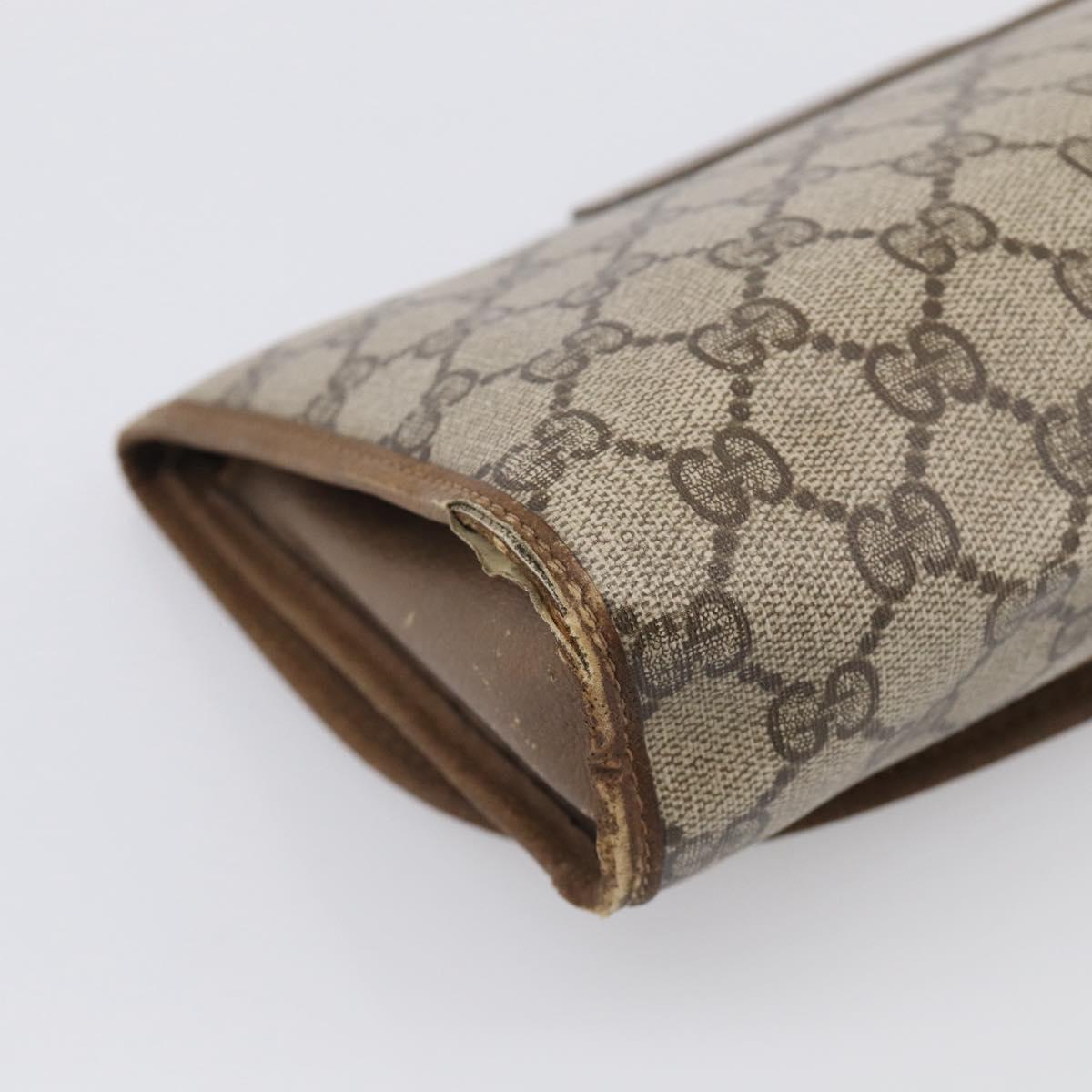 GUCCI GG Supreme Web Sherry Line Clutch Bag PVC Beige Gold 89 01 030 Auth 211339