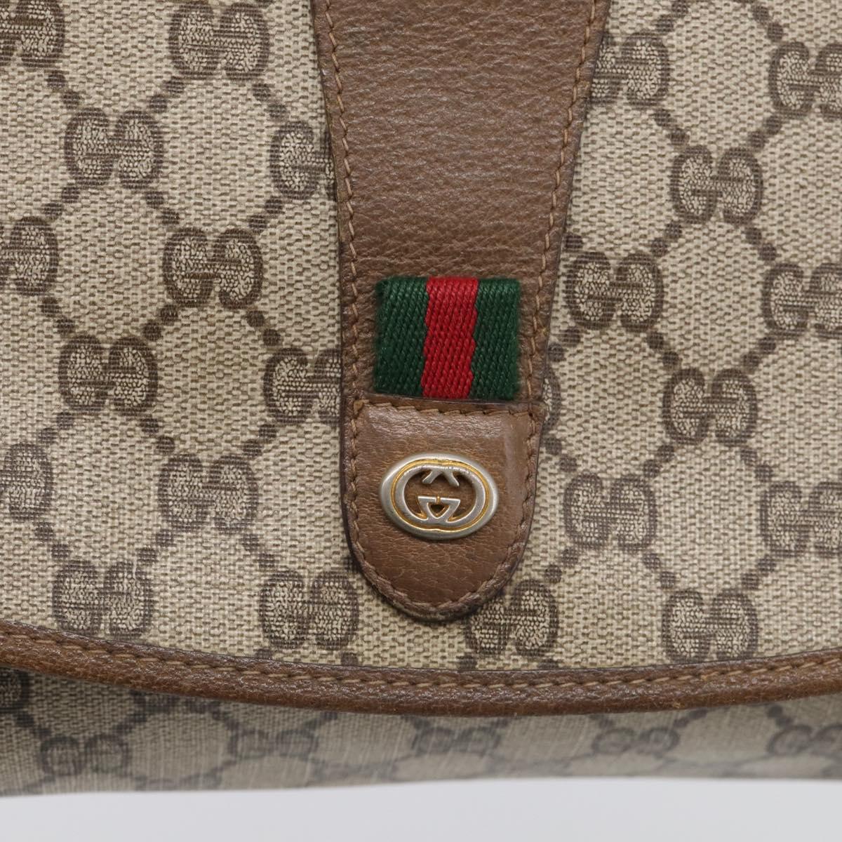 GUCCI GG Supreme Web Sherry Line Clutch Bag PVC Beige Gold 89 01 030 Auth 211339