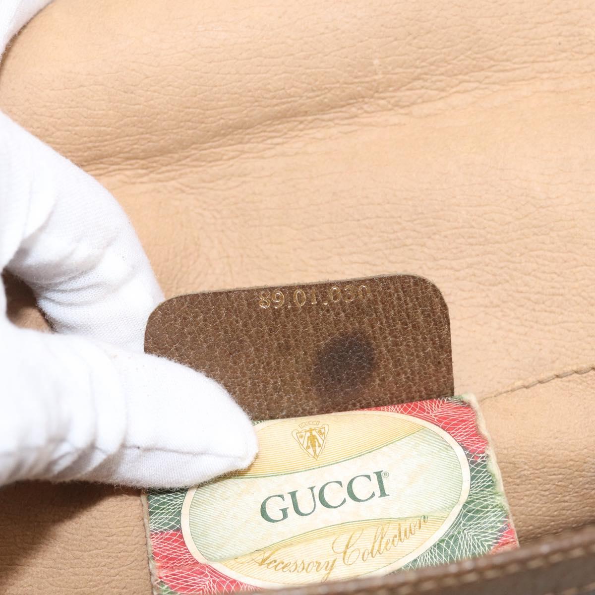 GUCCI GG Supreme Web Sherry Line Clutch Bag PVC Beige Gold 89 01 030 Auth 211339