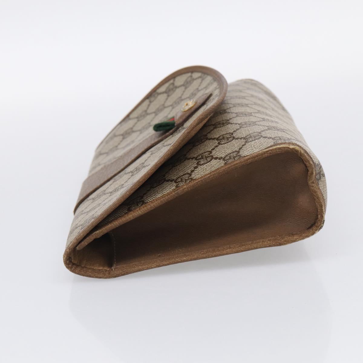 GUCCI GG Supreme Web Sherry Line Clutch Bag PVC Beige Gold 89 01 030 Auth 211339