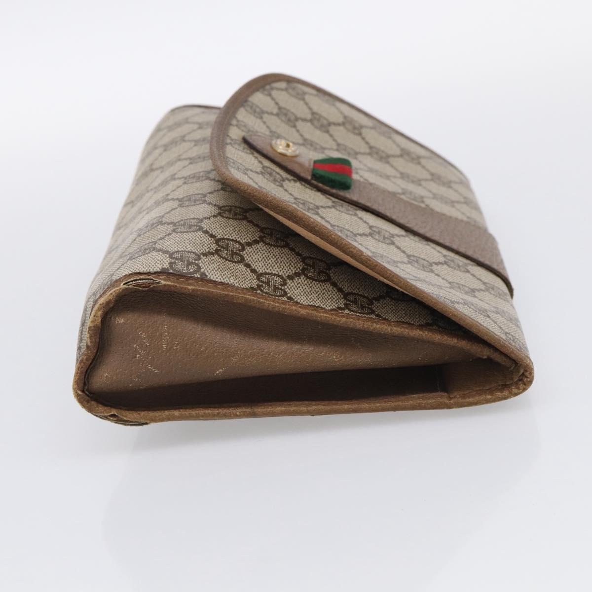 GUCCI GG Supreme Web Sherry Line Clutch Bag PVC Beige Gold 89 01 030 Auth 211339